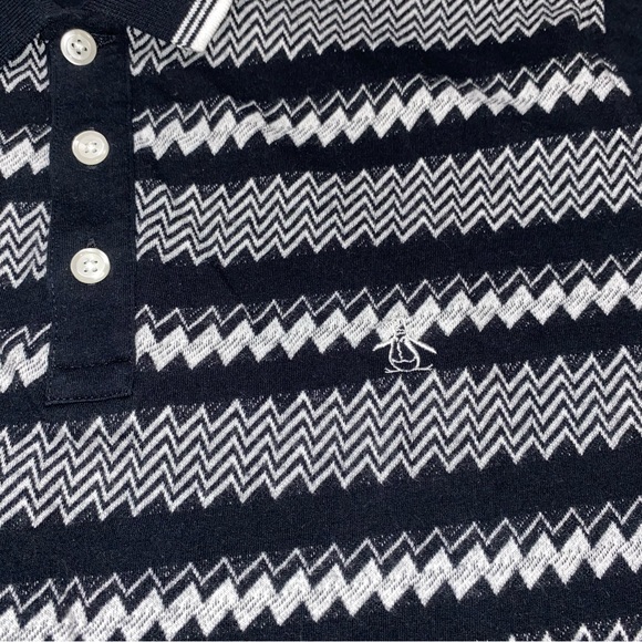 ORIGINAL PENGUIN Polo Shirt, Black/White Pattern, Heritage Slim Fit, Men's US S - Picture 3 of 5